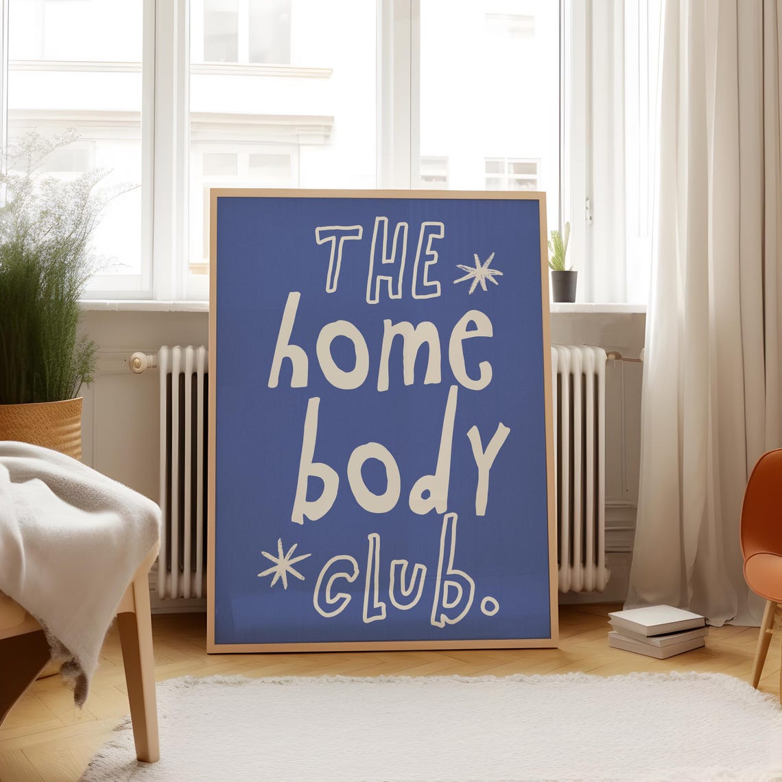 The Homebody Club Dark Blue Hand Lettered Quote Trendy Wall Art Print - Image 4