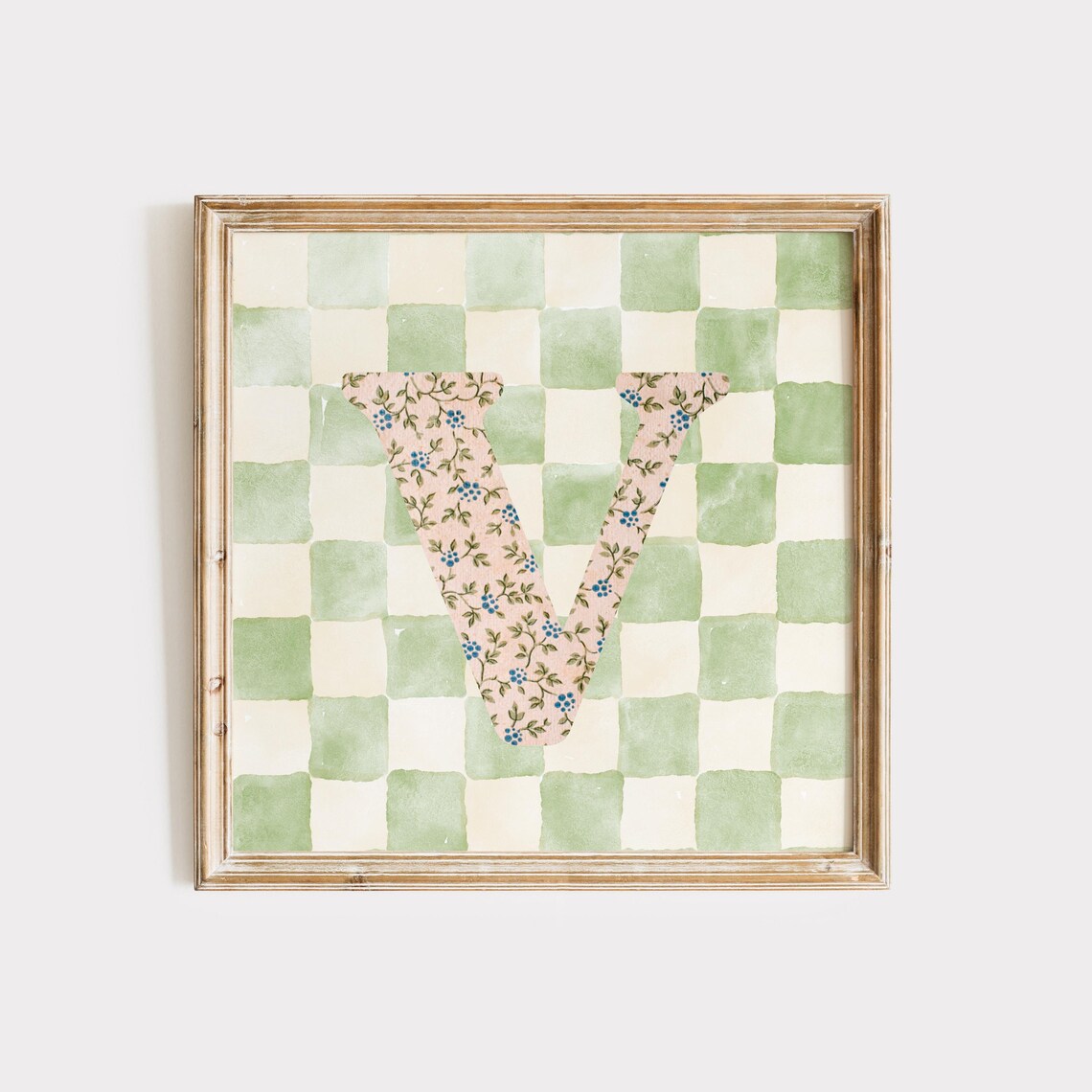V Square Initial Personalized Gift, Watercolor - Image 3