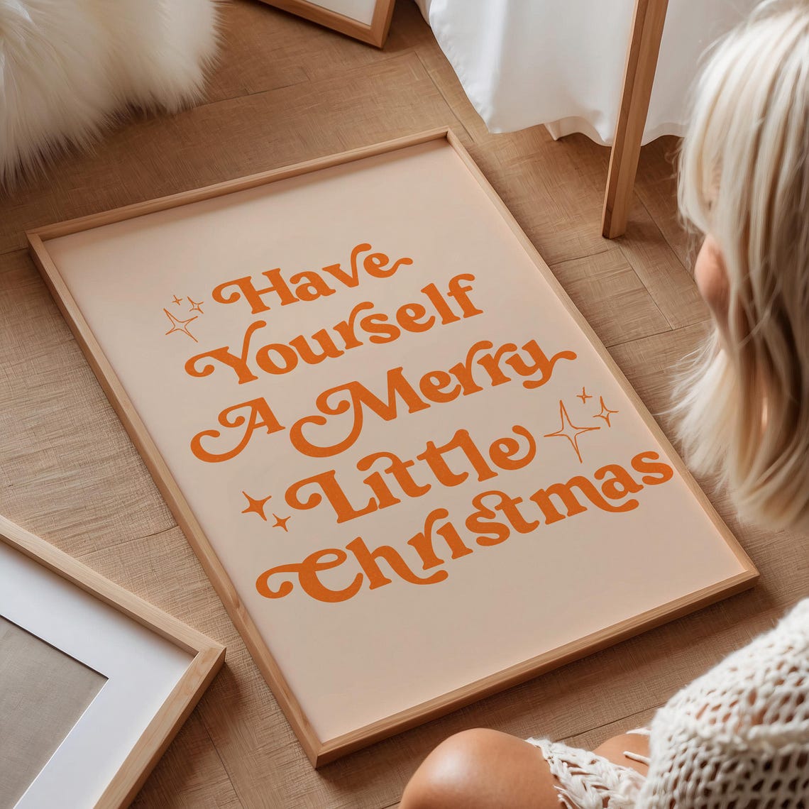 Have Yourself a Merry Little Christmas Lettering Peach Holiday Poster