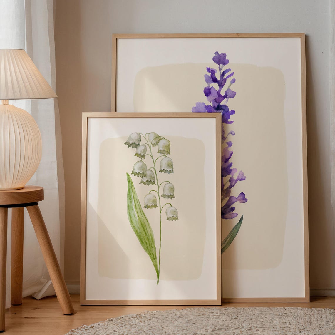 White Lily of the Valley Single Stem Botanical Wall Art Print - Image 3