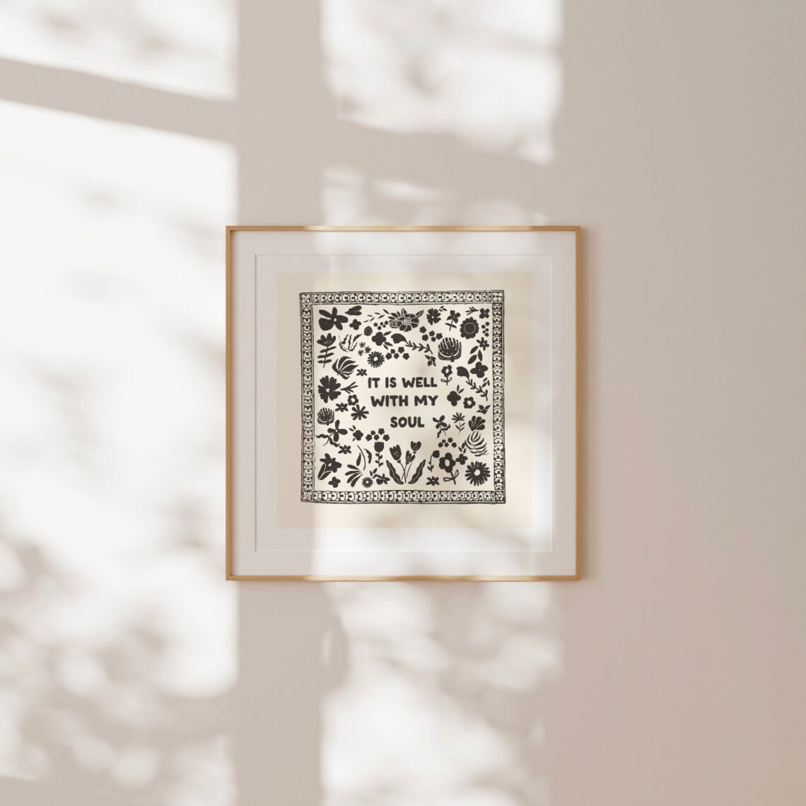 Cream It Is Well With My Soul Square Print Instant Wall Art Kitchen Living Room Art Thin Line Scripture - Image 2