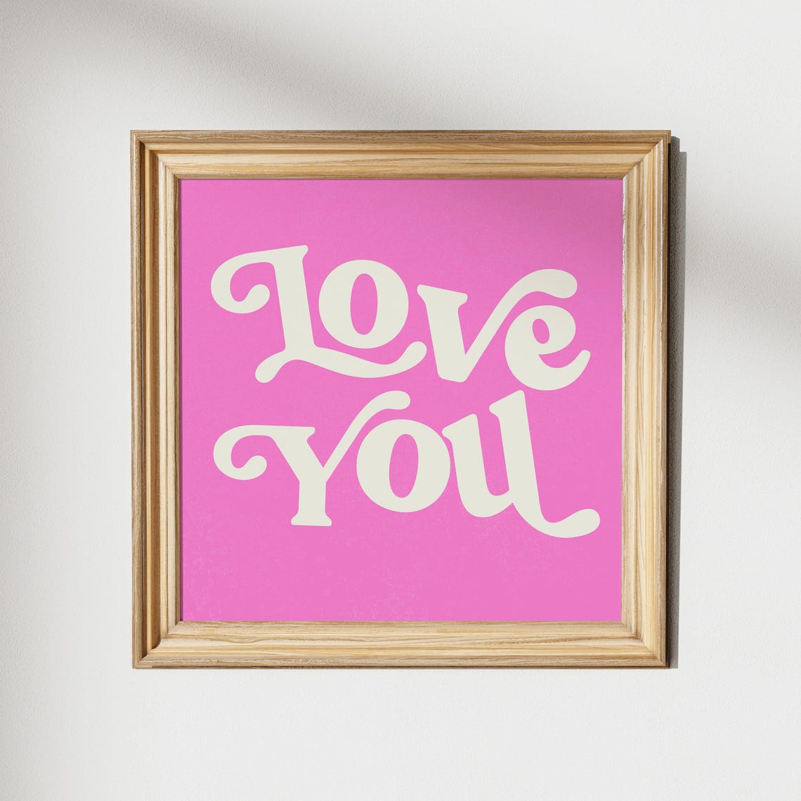 Love You Retro Script Cream on Hot Pink Bold Typography Poster Fun - Image 2