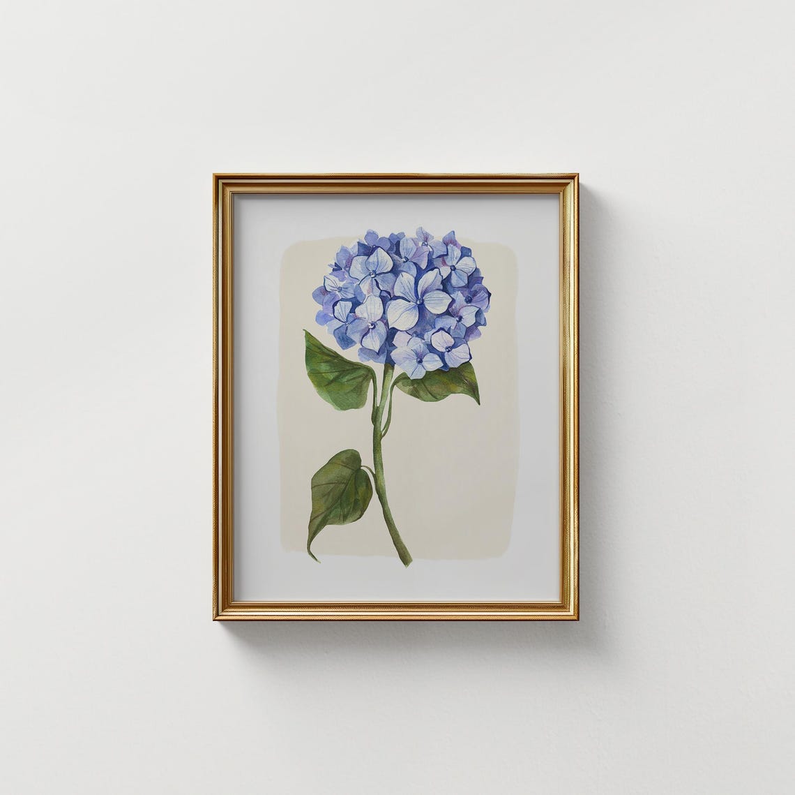 Blue Hydrangea Bloom Watercolor Large Stem Botanical Wall Art Print - Image 4