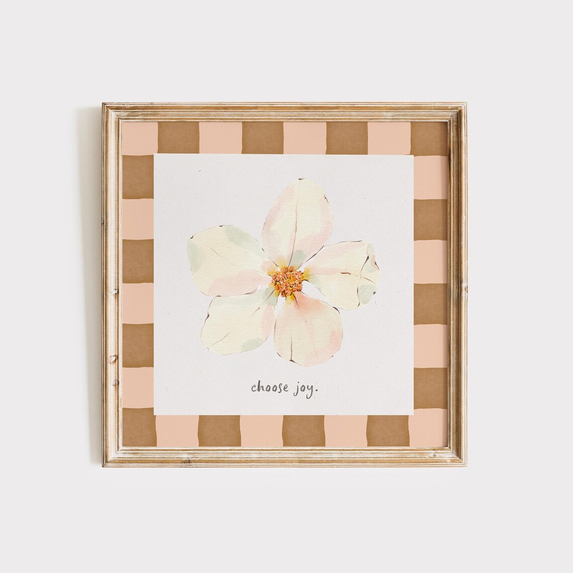 Choose Joy White Blossom Watercolor Botanical Quote Wall Art