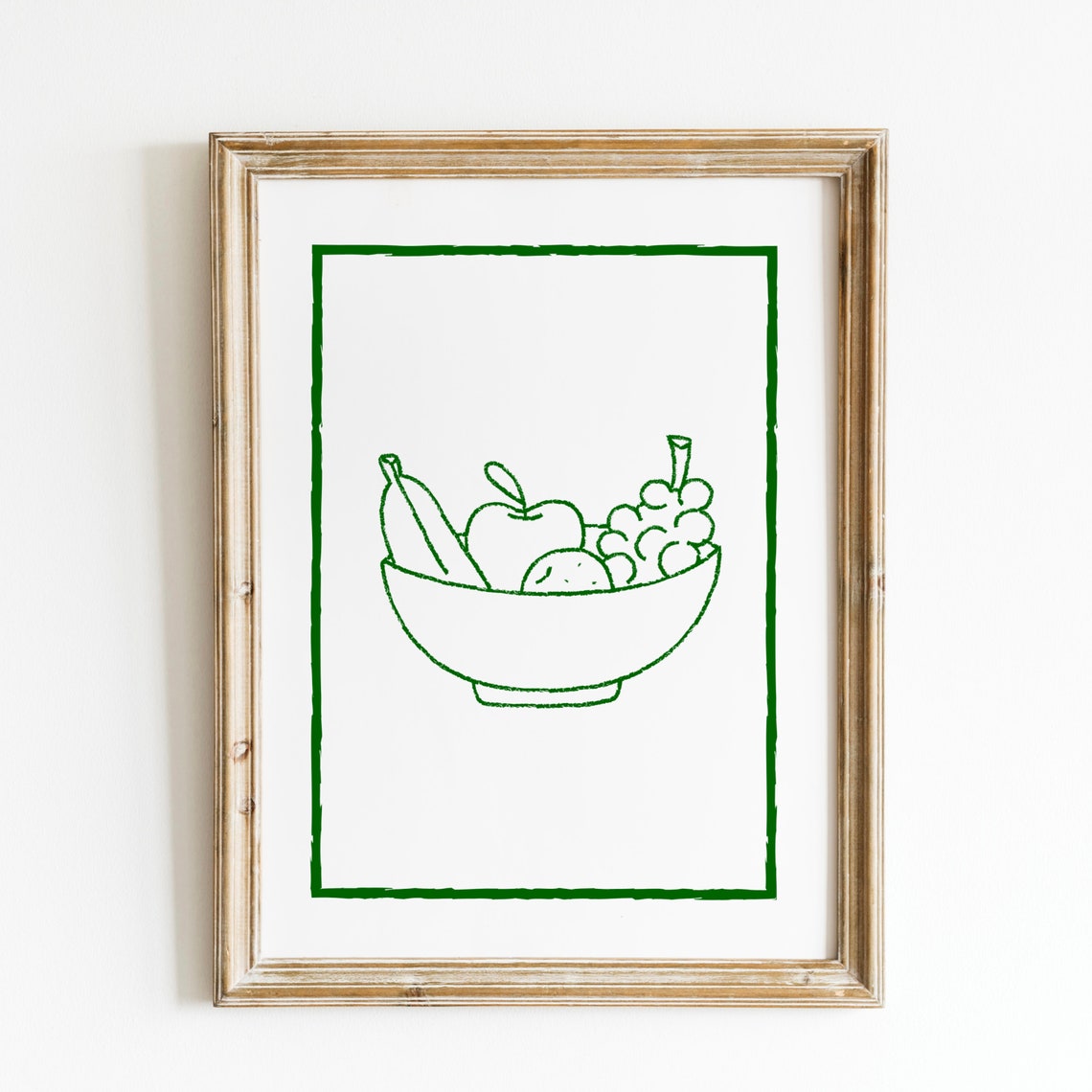 Green Line Fruit Bowl Kitchen Abstract Minimalist Trendy Wall Art - Image 2