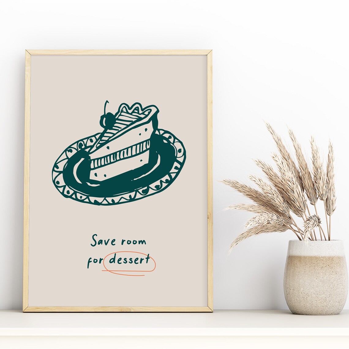 Cake Slice Vintage Food Poster, Modern Kitchen Decor - Image 2