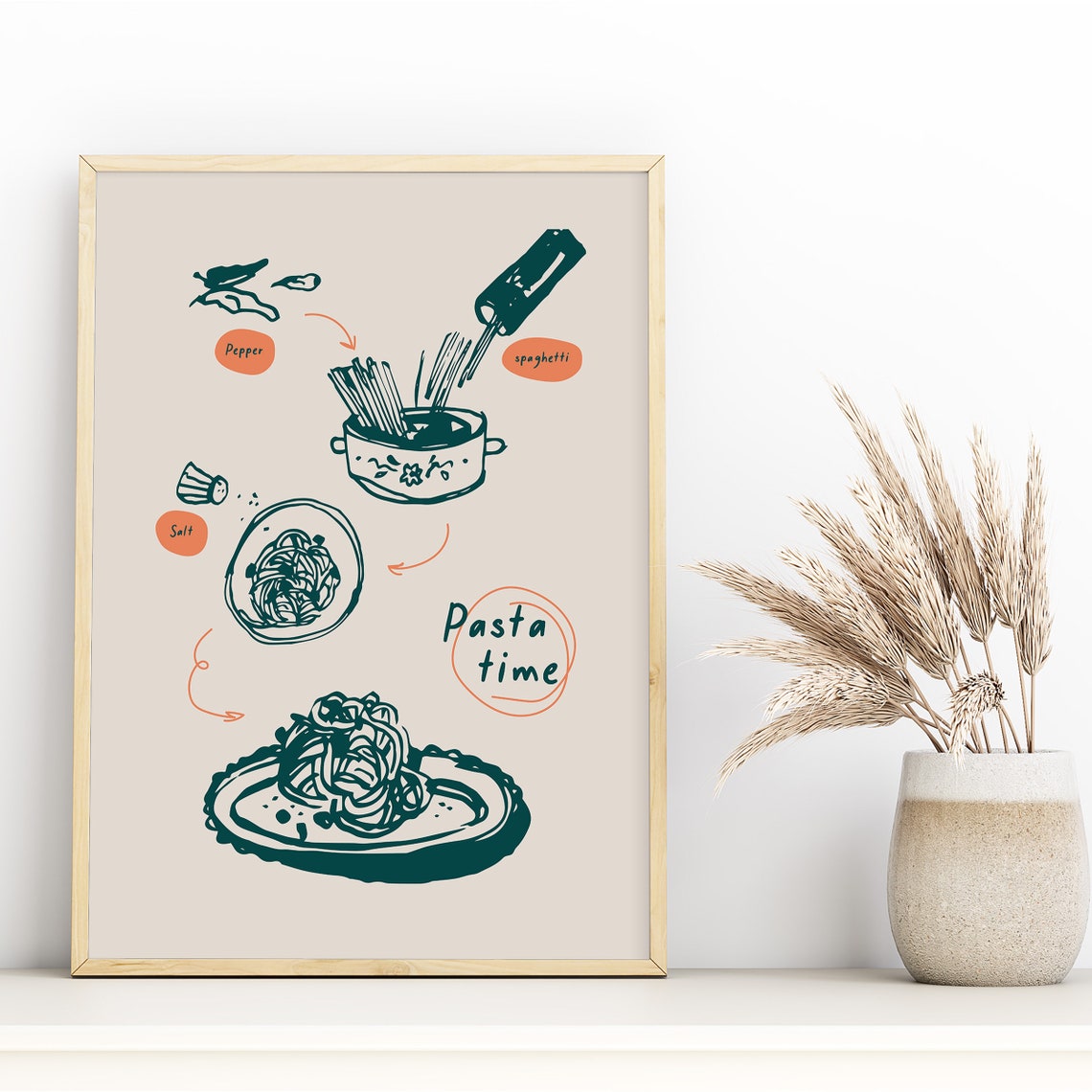 Pasta Time Poster, Modern Kitchen Wall Art - Image 3
