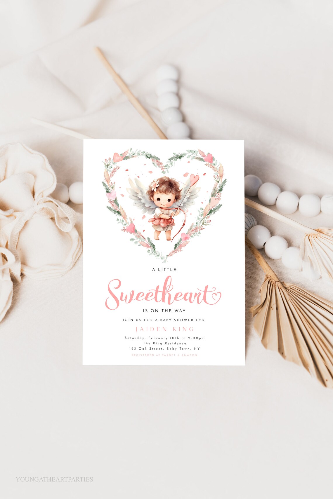 A Little Sweetheart Baby Shower Invitation Cupid Jaiden King Print - Image 4