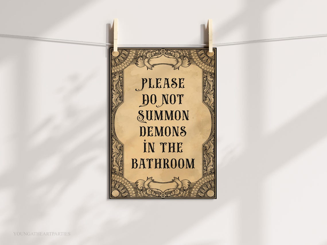 Gothic Please Do Not Summon Demons in the Bathroom Art Print - Image 5