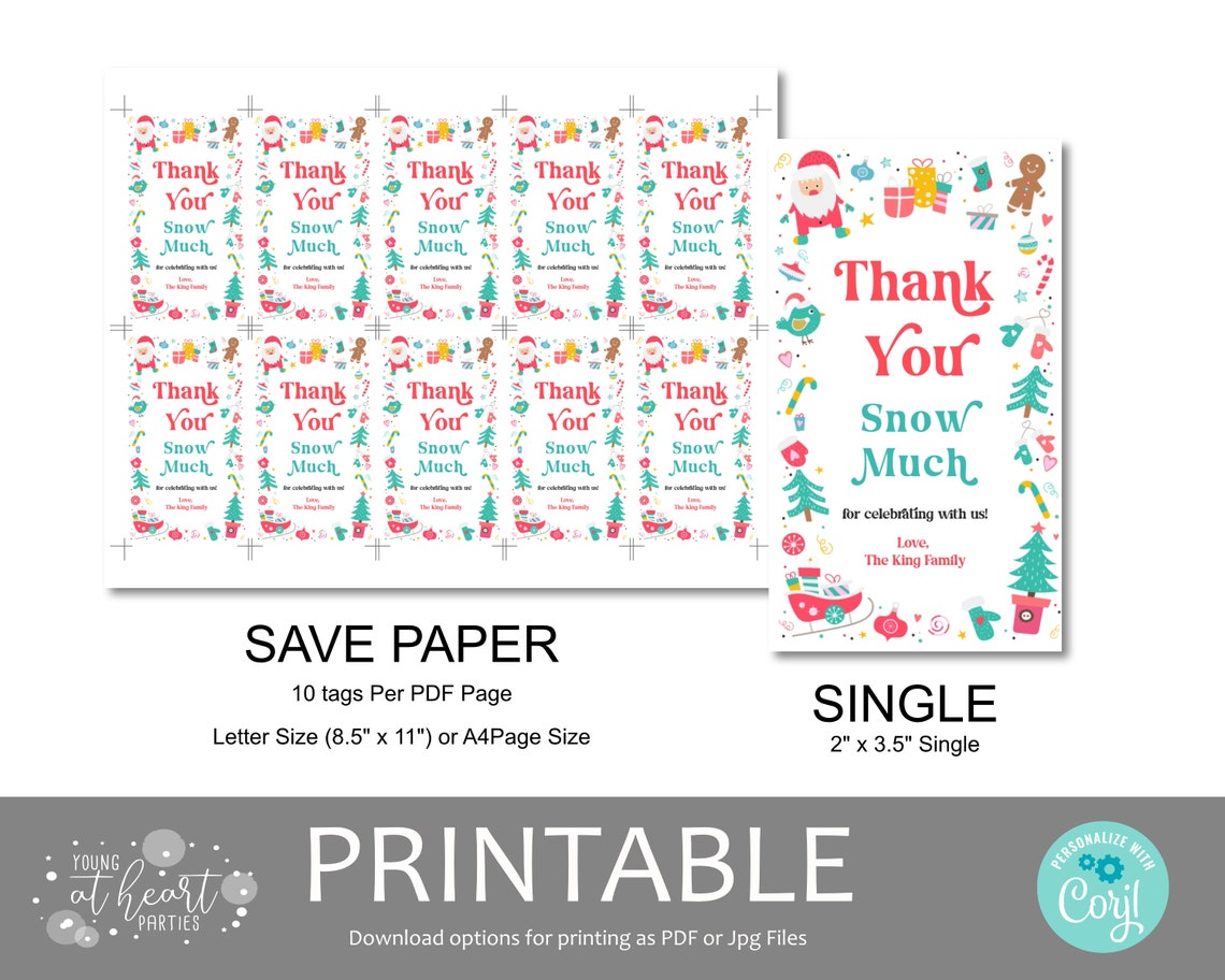 Cute Thank You Snow Much Christmas Party Favor Gift Tag Poster - Image 2