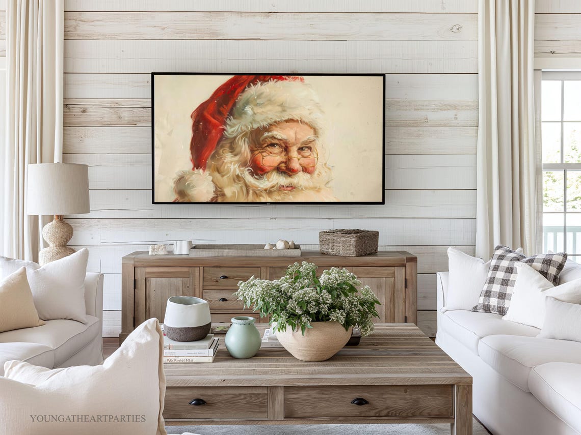 Vintage Santa Tv Art Painting Traditional Santa Claus Art For Tv Holiday Tv Art For Frame And Lg Gallery Art - Image 4