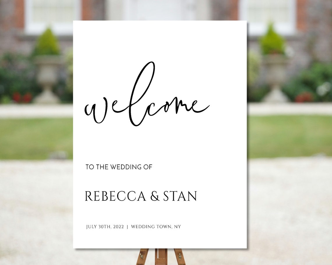 Minimalist Calligraphy Wedding Welcome Sign Editable Template Print - Image 2
