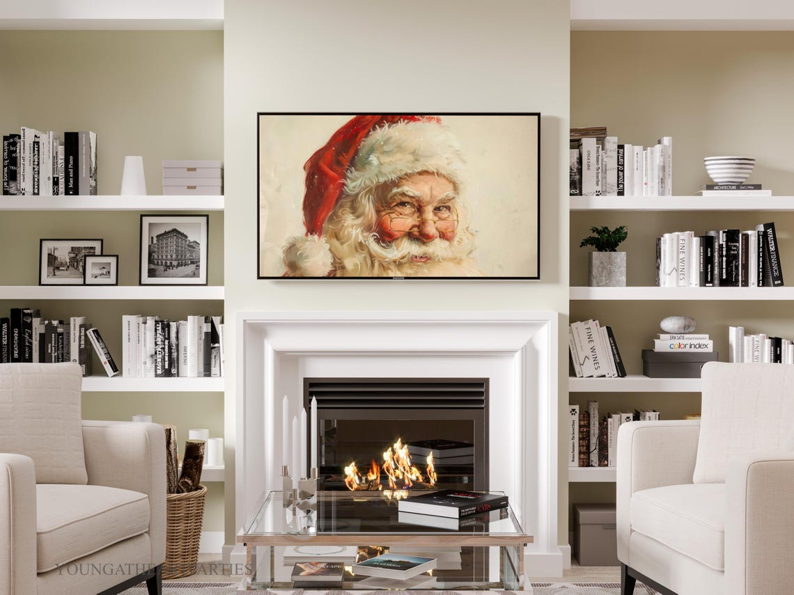 Vintage Santa Tv Art Painting Traditional Santa Claus Art For Tv Holiday Tv Art For Frame And Lg Gallery Art - Image 6