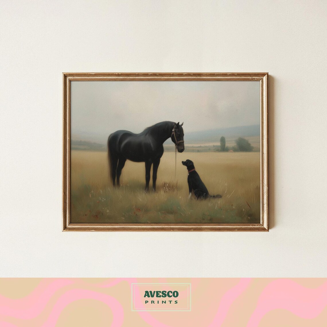 Antique Farmhouse Horse And Dog Art Print