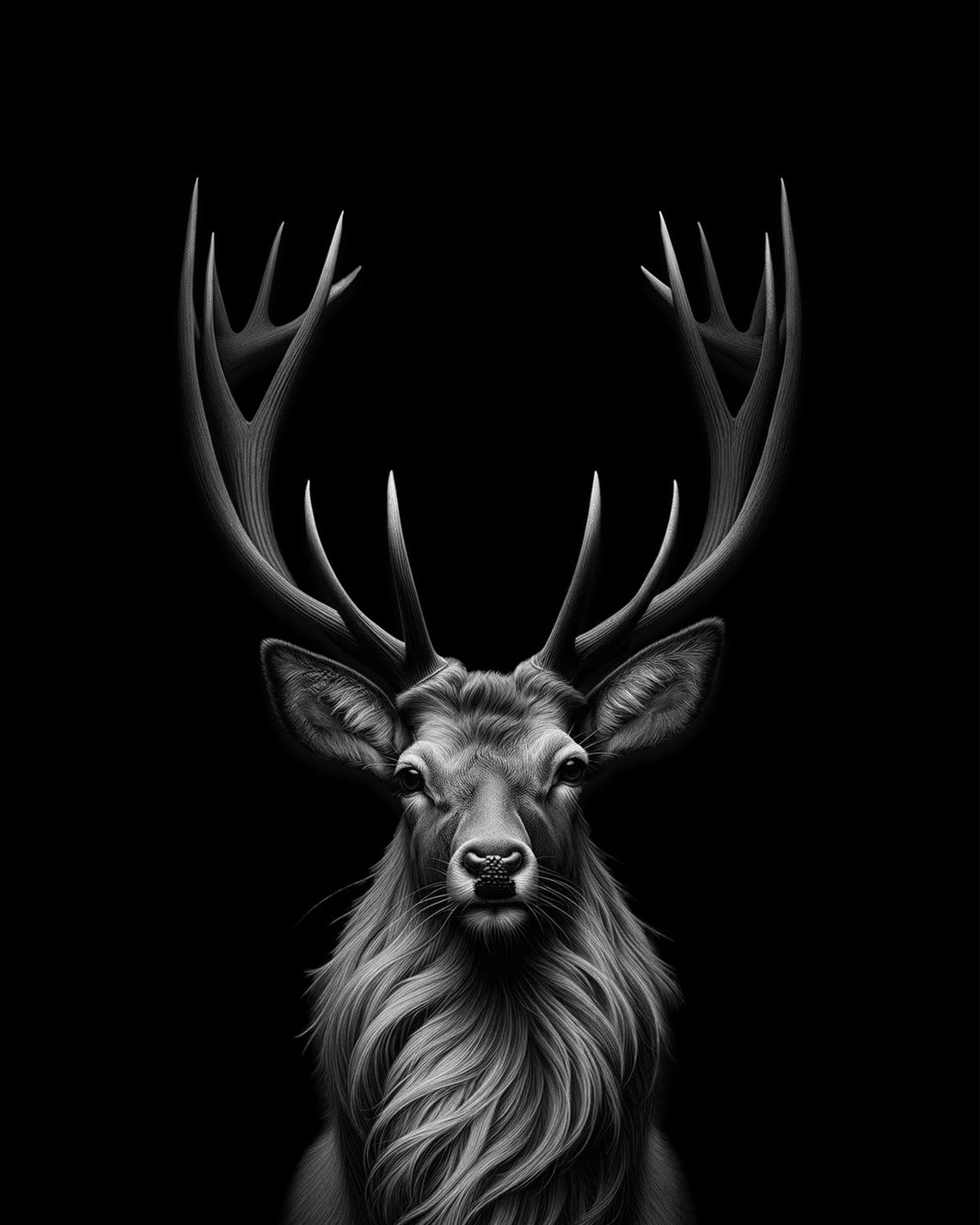 Black And White Stag Deer Antler Portrait Minimalist Wildlife Poster - Image 6