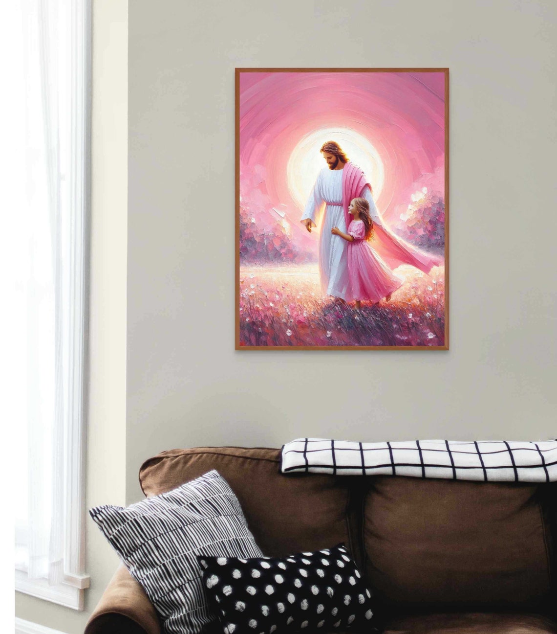 Afternoon Walk Christian Painting Jesus Walking With Girl Jesus Painting Lds Art Bible Painting Jesus With Children Jesus Png - Image 5