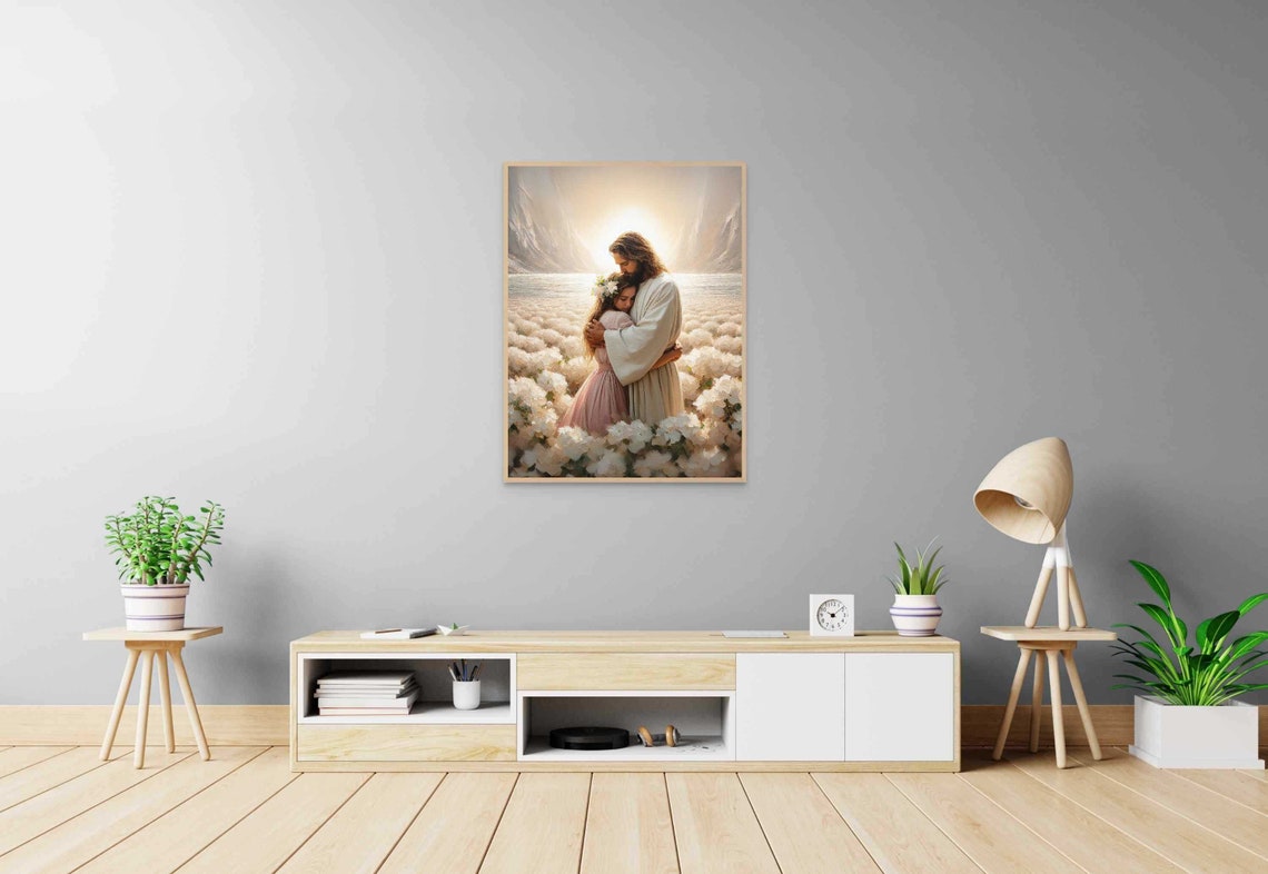 Embracing Faith Christian Art Jesus Hugs Girl Jesus Painting Lds Art Bible Wall Art Christian Women Prints Jesus - Image 5