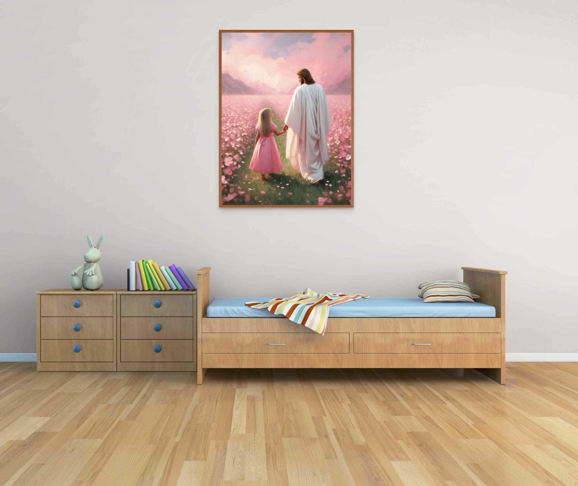 Your Path His Support Christian Painting Jesus With Girl Jesus Art Lds Painting Bible Prints Jesus And Children Art Picture Of Jesus - Image 3