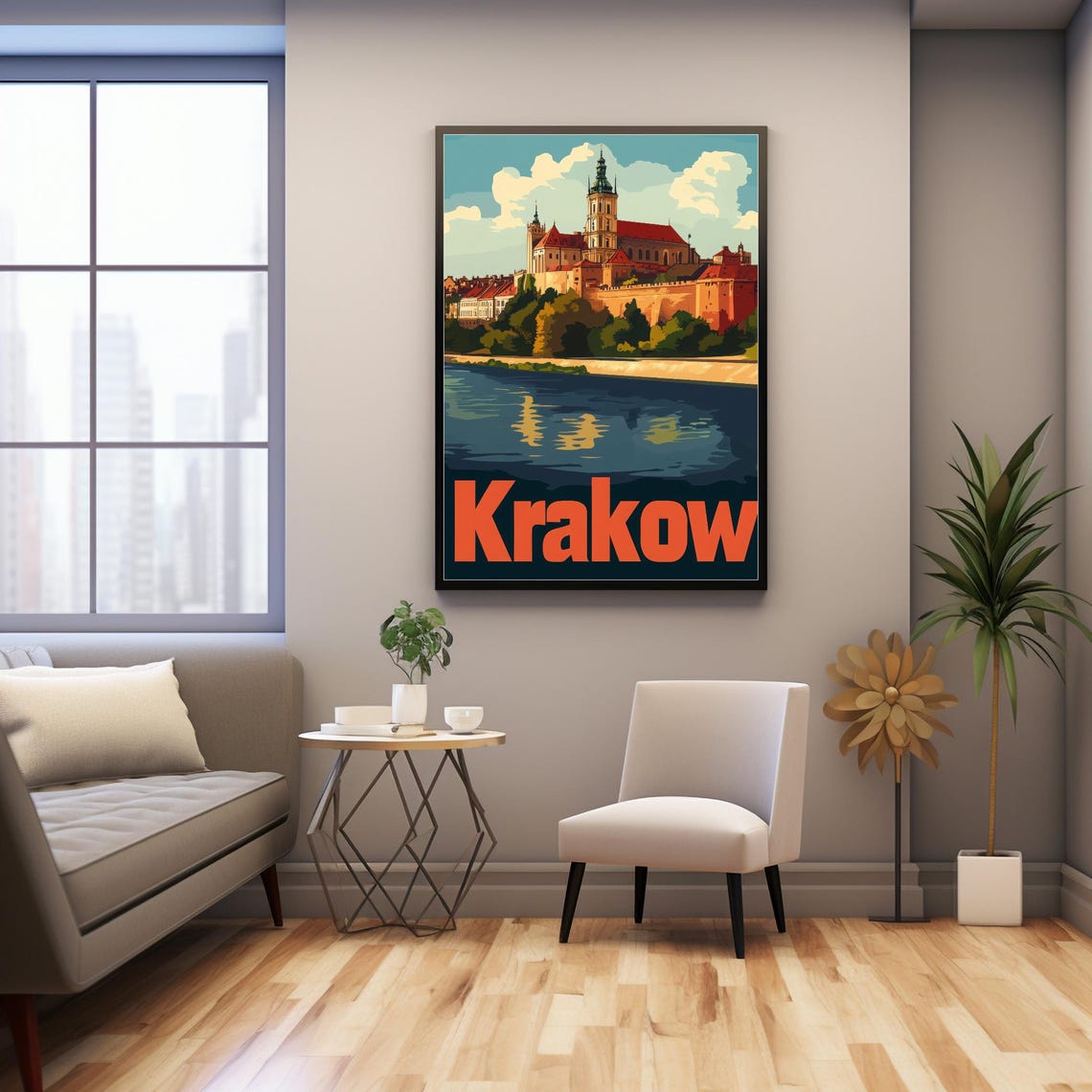 Vibrant Krakow Castle Illustration Stunning Art For Wall Decor Instant Travel Poster - Image 2