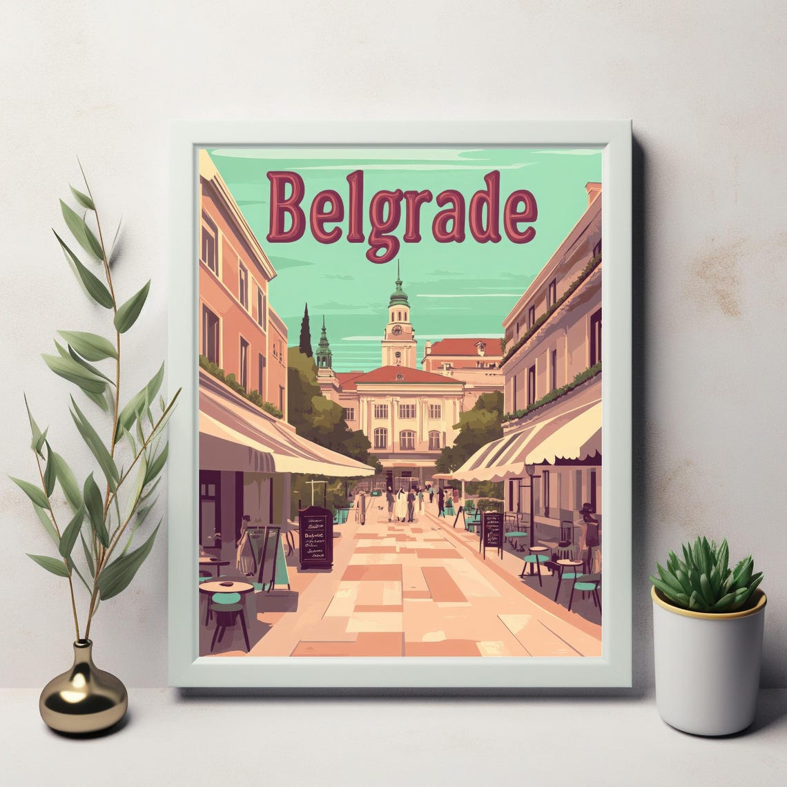 Belgrade A Vibrant Street Scene With Charming Architecture And Caf Culture Art Print For Instant - Image 2