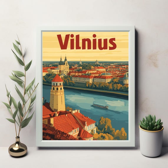 Discover The Charm Of Vilnius A Nostalgic Panoramic View Of Lithuanias Capital With Iconic Architecture And Scenic River