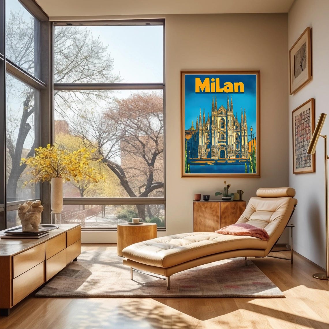 Vibrant Illustration Of Milan Cathedral With Bold Milan Text Art Wall Art For Instant - Image 2