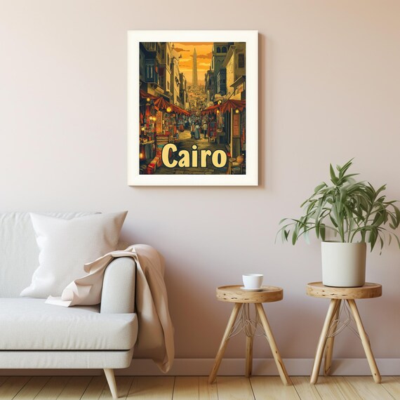 Vibrant Cairo Marketplace At Sunset With Colorful Textiles And Lanterns A Lively Street Scene In Art
