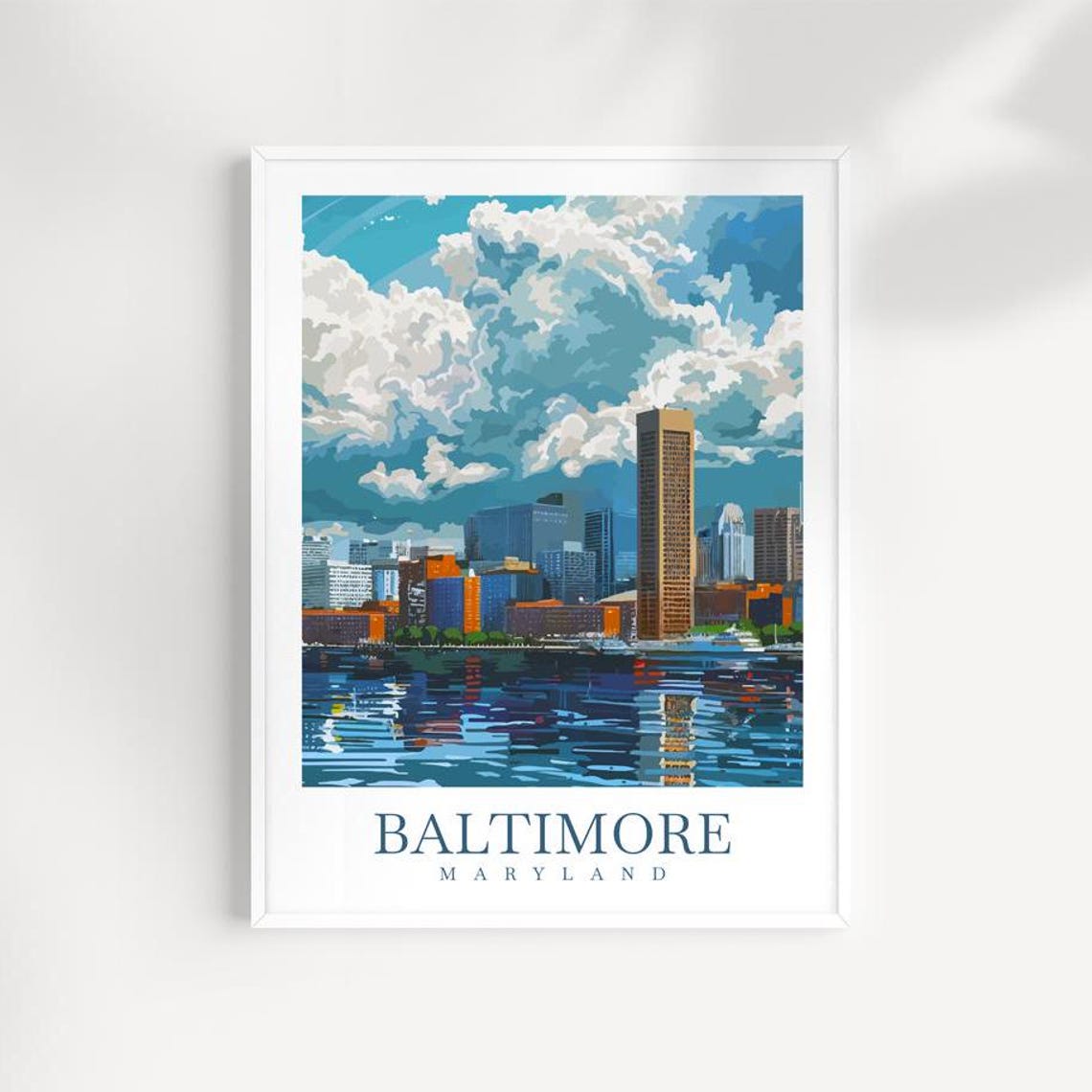 Baltimore Maryland Harbor Skyline Waterfront Scene View Poster