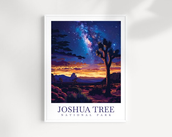 Joshua Tree National Park Desert Night Sky Milky Way Travel Poster