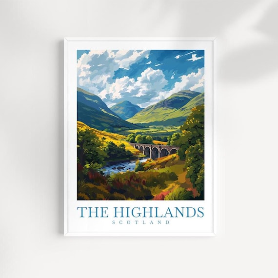 Scottish Highlands Stone Viaduct Over River In Golden Valley Poster