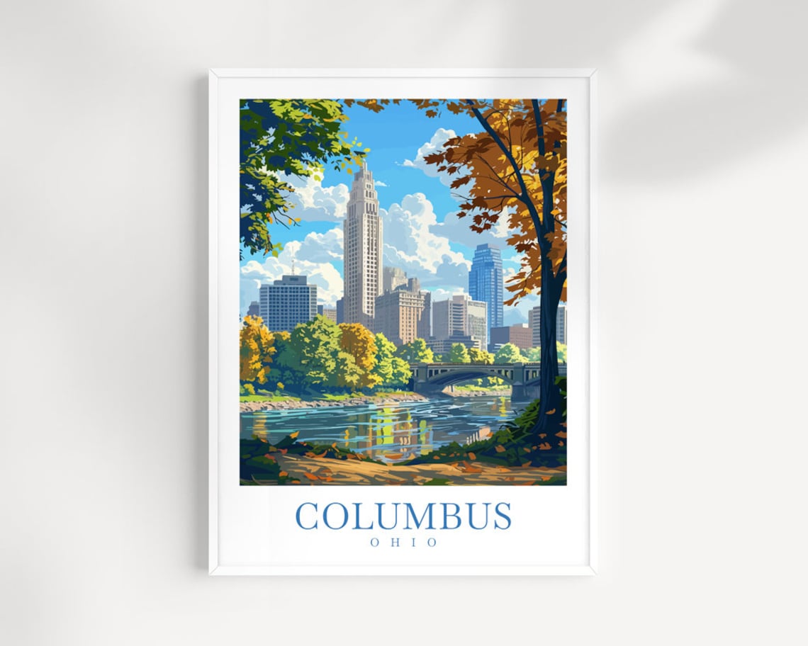 Columbus Travel Poster, Ohio Wall Art Print