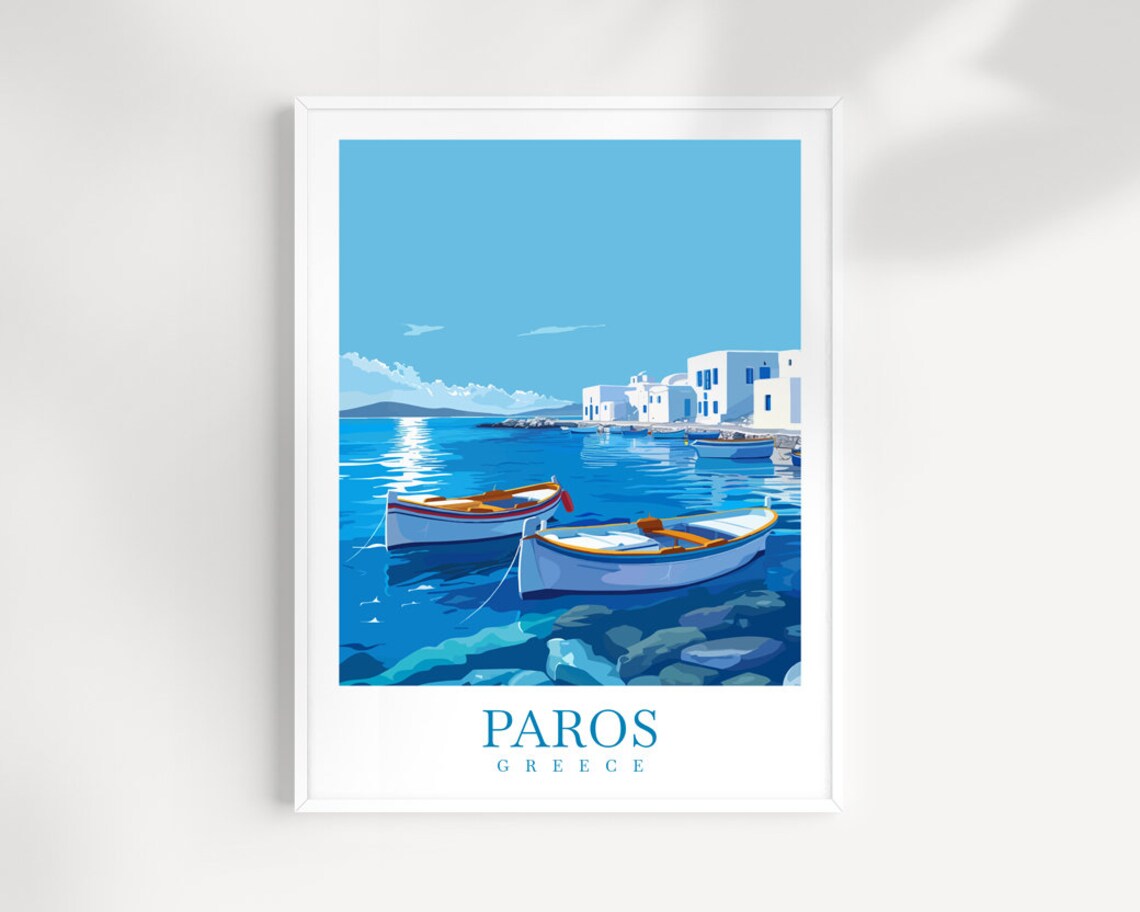 Paros Greece Travel Poster, Europe Wall Art