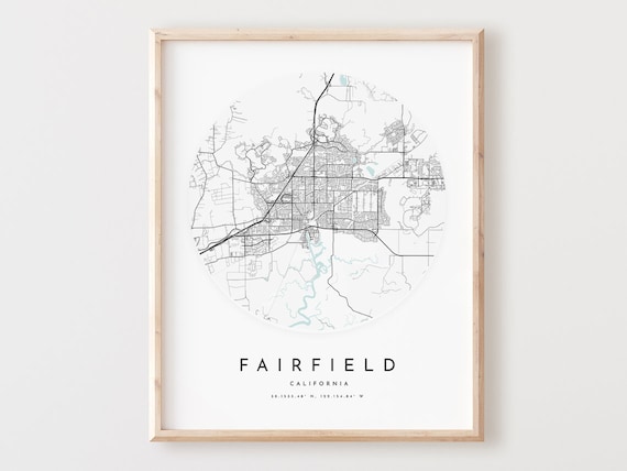 Fairfield Map Print Modern City Wall Art