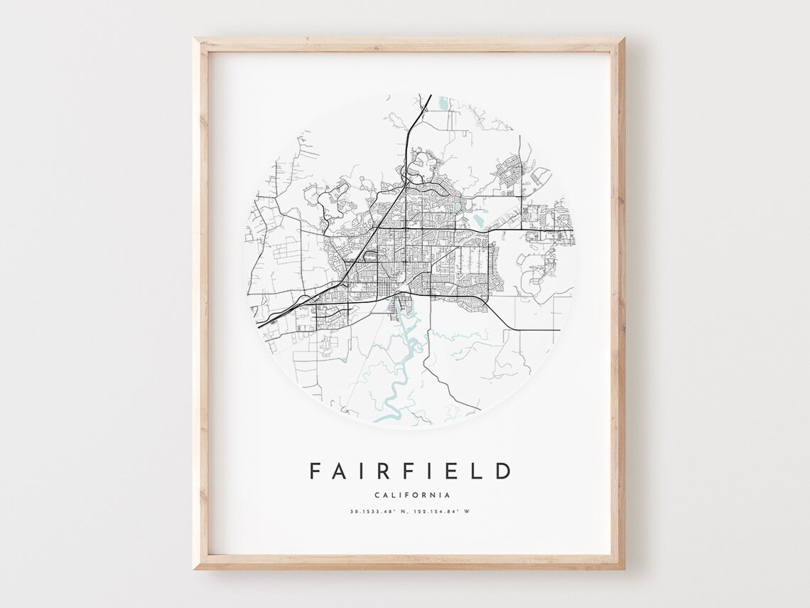 Fairfield Map Print Modern City Wall Art