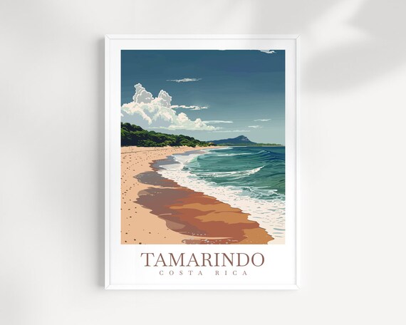 Tamarindo Costa Rica Wide Sandy Beach Ocean Vintage Travel Poster