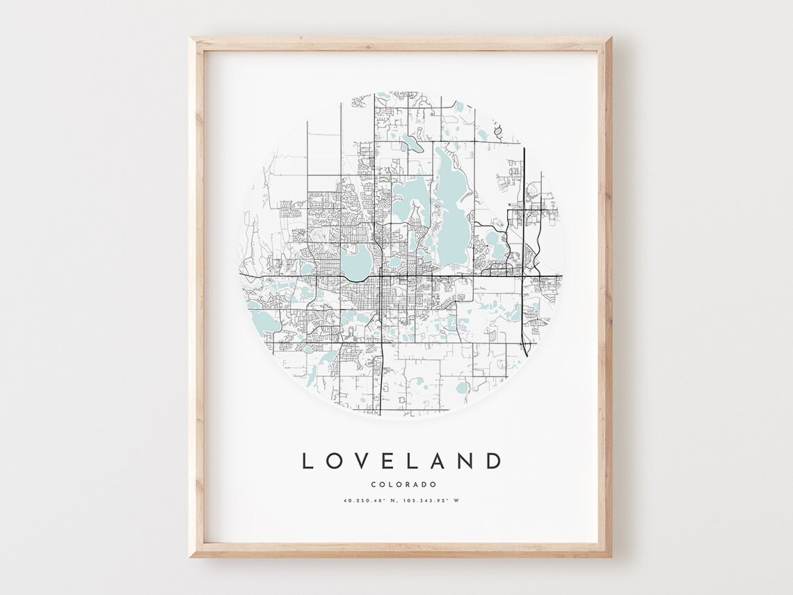 Loveland Colorado Map Print City Street Art Poster