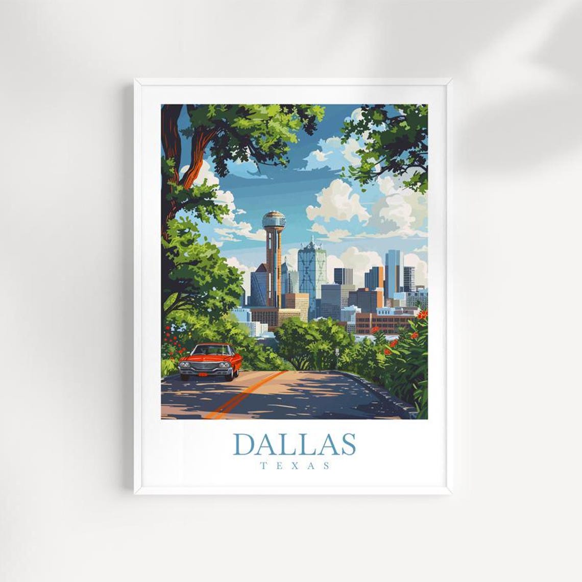 Dallas Travel Print Wall Art Texas Wall Hanging Home Dcor Usa Gift Art Lovers United States Art Lover Gift United States Print Usa Wall Art