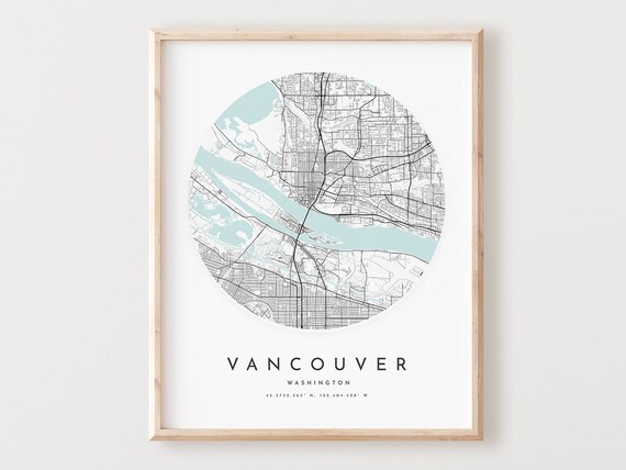 Vancouver Washington Map Print Modern City Street Art