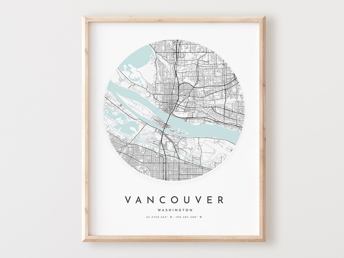 Vancouver Washington Circular City Street Map Minimalist Art Poster