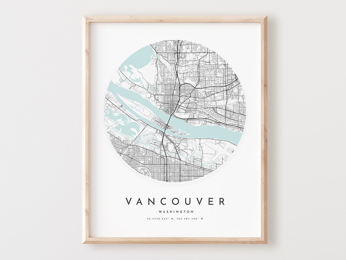 Vancouver Washington Map Print Modern City Street Art