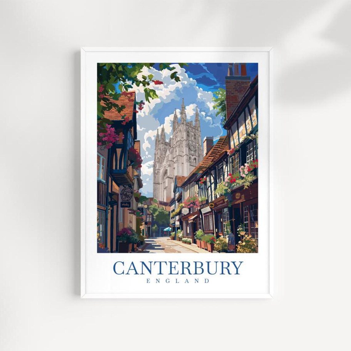 Canterbury England Cathedral Historic Old Town Travel Art Poster