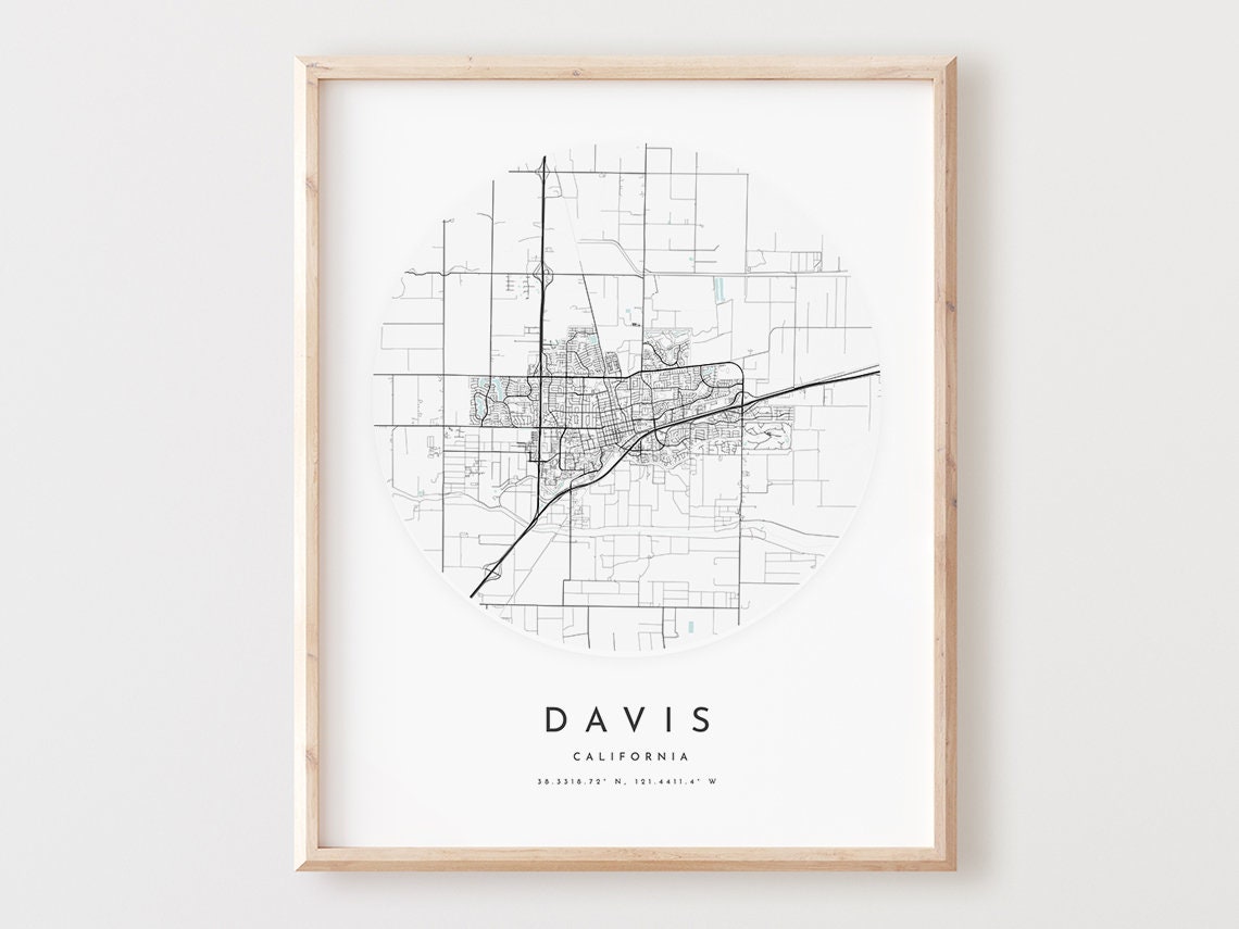 Davis California Minimalist Circle City Street Map Art Poster