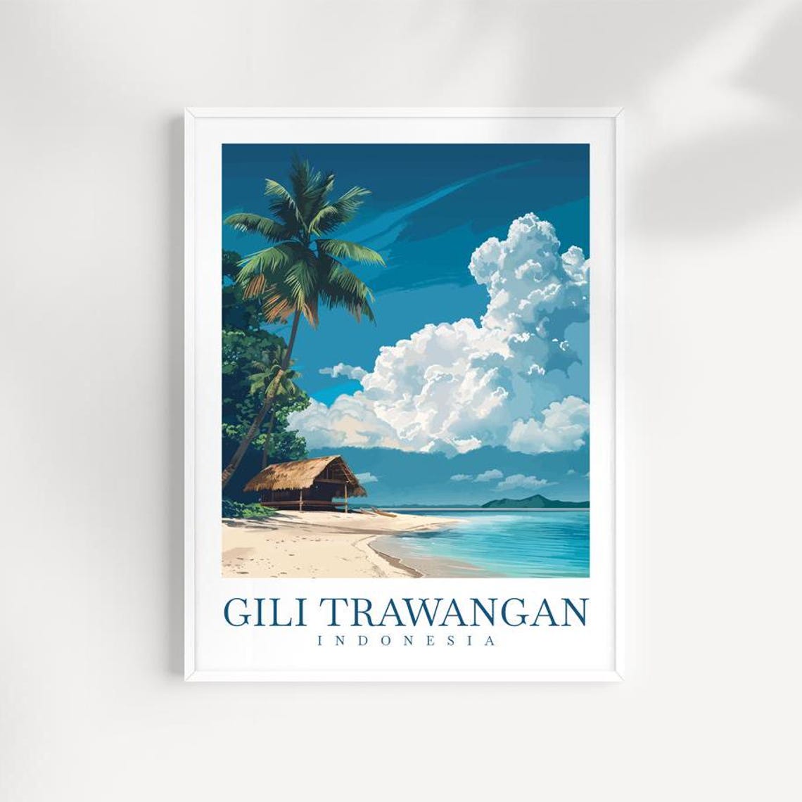 Gili Trawangan Indonesia Tropical Palm Beach Thatched Hut Poster