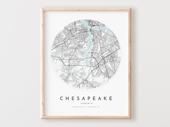 Chesapeake Virginia Map Print City Street Art Poster