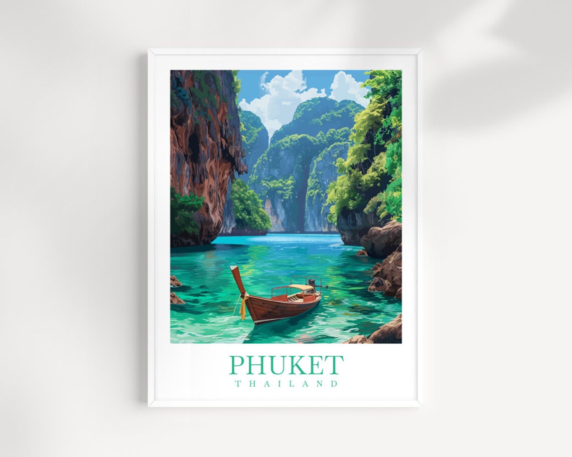 Phuket Thailand Travel Poster, Asia Wall Decor