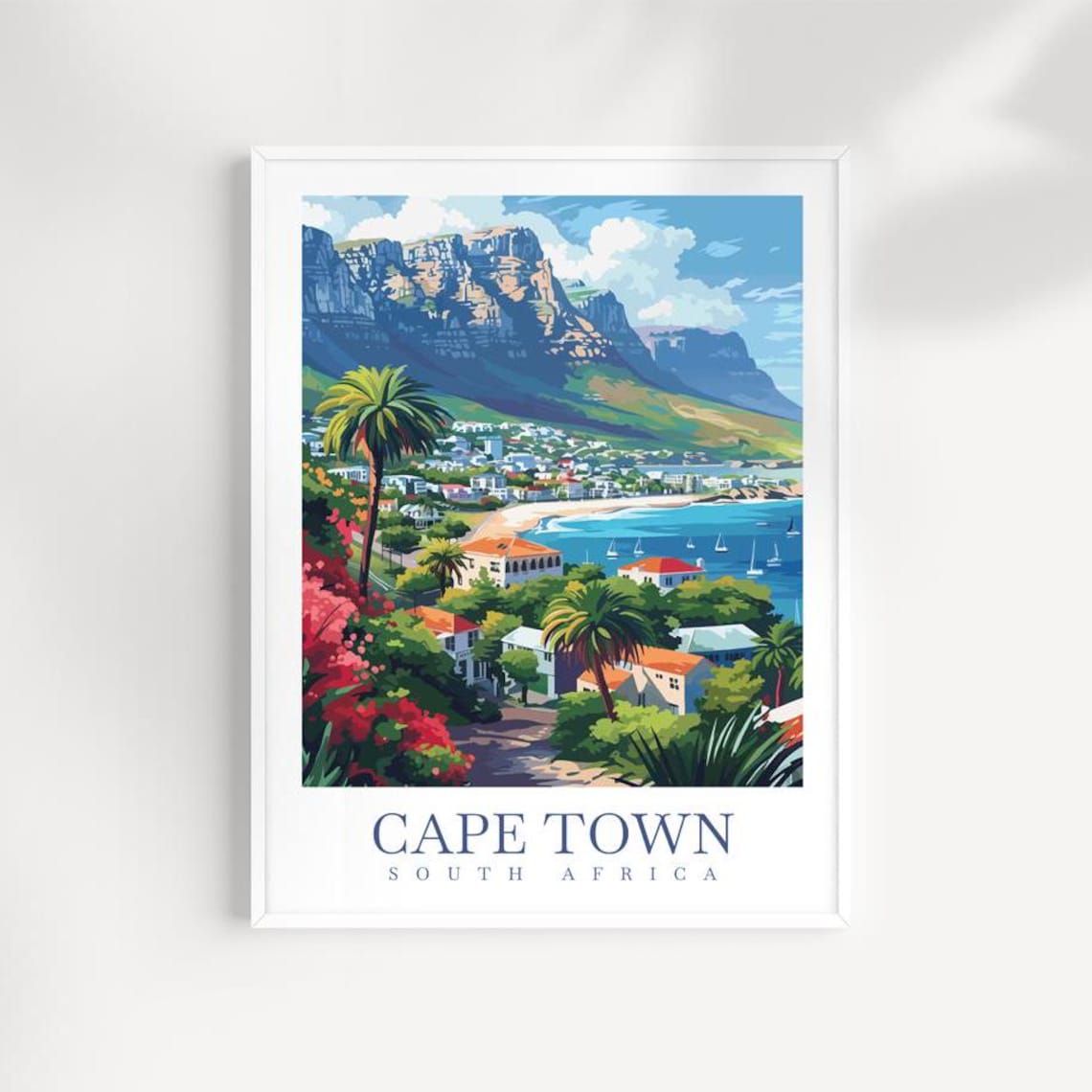 Cape Town South Africa Sailboat Beach Below Table Mountain Poster