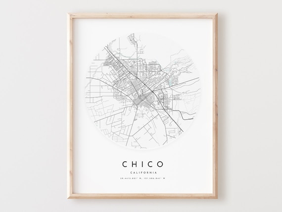 Chico Map Print Minimalist City Street Art