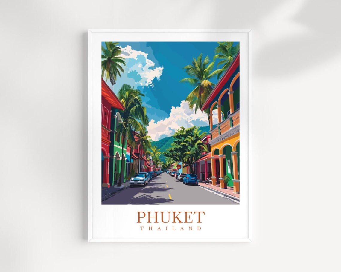 Phuket City Travel Poster, Thailand Travel Art