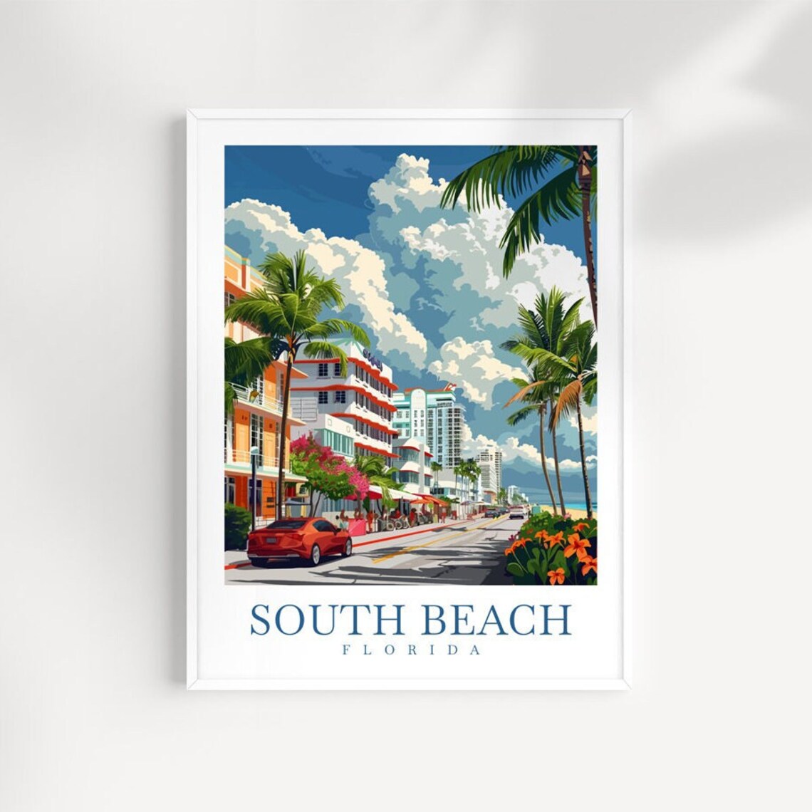 South Beach Florida Ocean Drive Art Deco Hotels Travel Poster