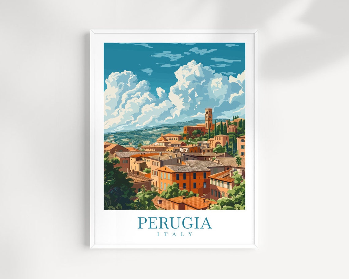 Perugia Italy Umbrian Hill Town Rooftops Medieval Skyline Poster